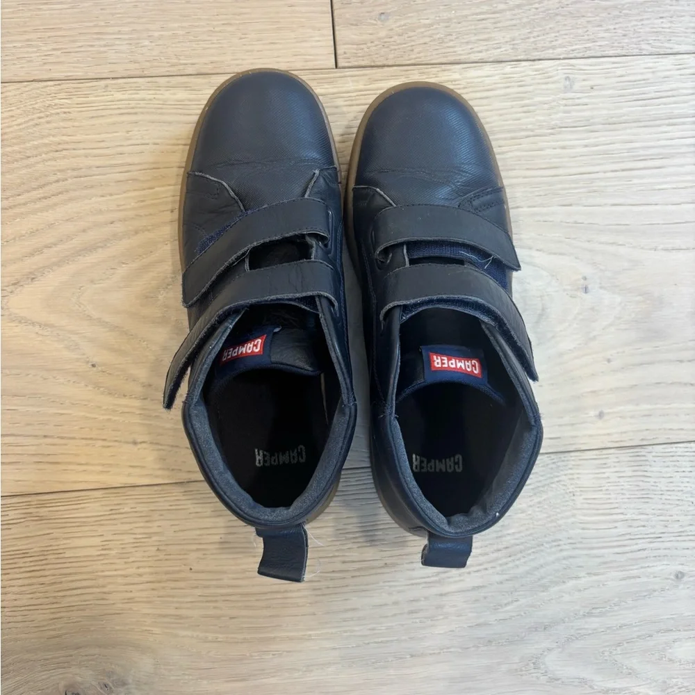 Camper Kids Navy Blue Velcro High-Top Boots